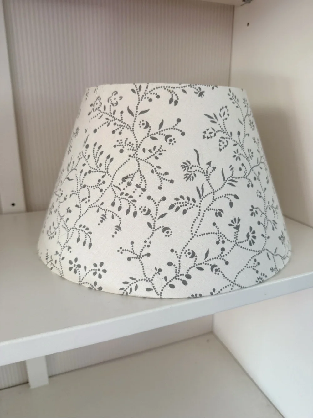 IKEA | Small White Lampshade With Light Gray Dotted Vines Floral Minimalist GUC